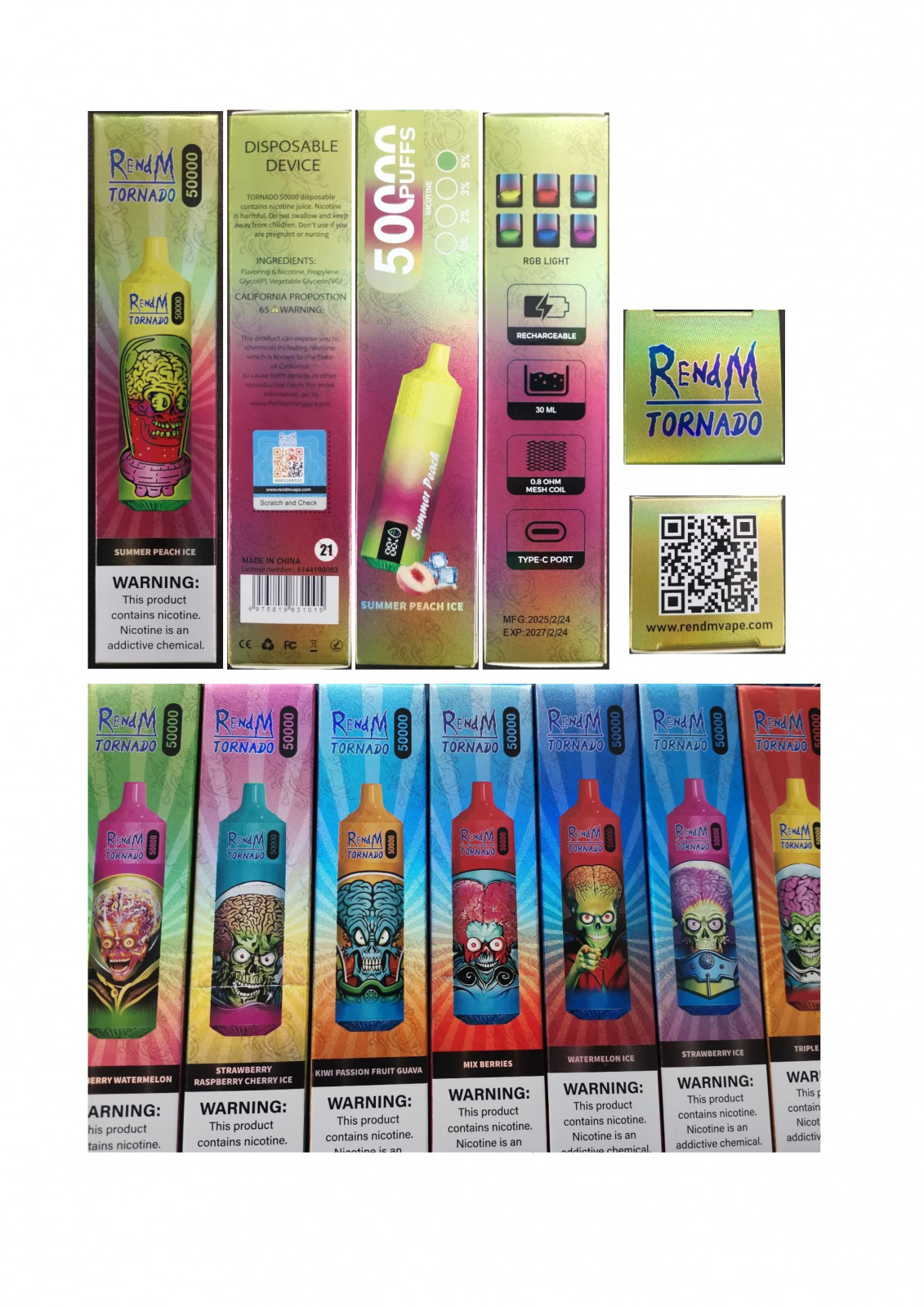 Jednorázová elektronická cigareta RENdM TORNADO 50000 PUFFS, NICOTINE 5 %, 30 ml: Fotografie