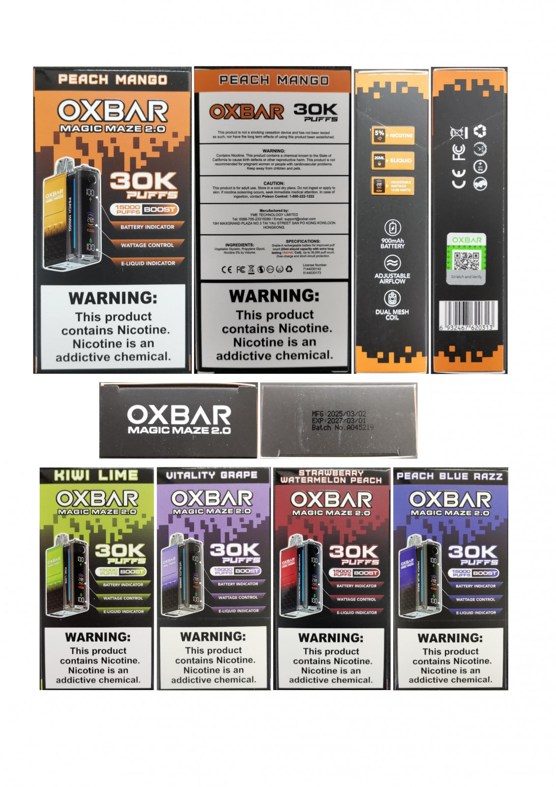 Jednorázová elektronická cigareta OXBAR MAGIC MAZE 2.0, 30K PUFFS, 15000 PUFFS BOOST, NICOTINE 5 %, 20 ml: Fotografie
