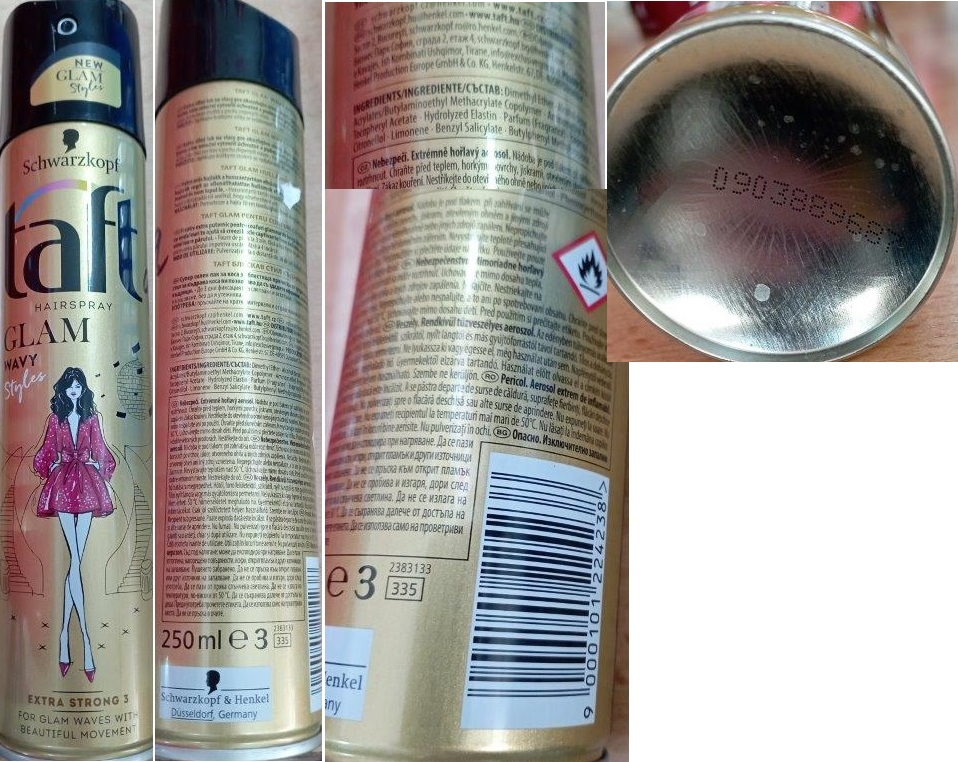 Lak na vlasy Schwarzkopf taft HAIRSPRAY, GLAM WAVY Styles, EXTRA STRONG 3: Fotografie
