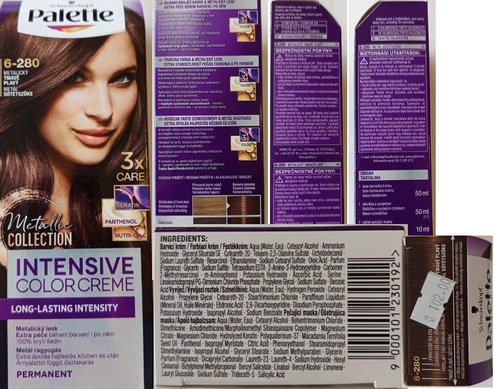 Barva na vlasy Schwarzkopf, Palette, INTENSIVE COLOR CREME, Metallic COLLECTION, 6-280 METALICKÝ TMAVĚ PLAVÝ: Fotografie