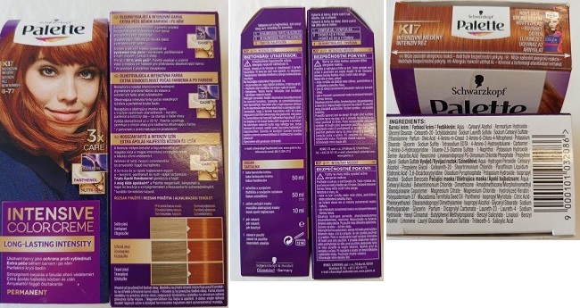 Barva na vlasy Schwarzkopf, Palette, INTENSIVE COLOR CREME, LONG-LASTING INTENSITY, KI7 INTENZIVNÍ MĚDĚNÝ 8-77: Fotografie