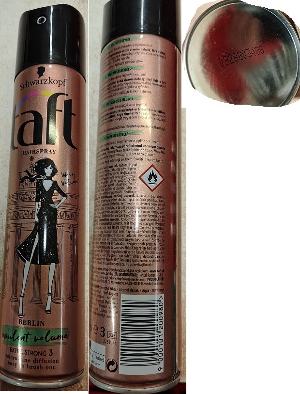 Lak na vlasy Schwarzkopf taft HAIRSPRAY, BERLIN, Wavy Volume, opulent volume, EXTRA STRONG 3: Fotografie
