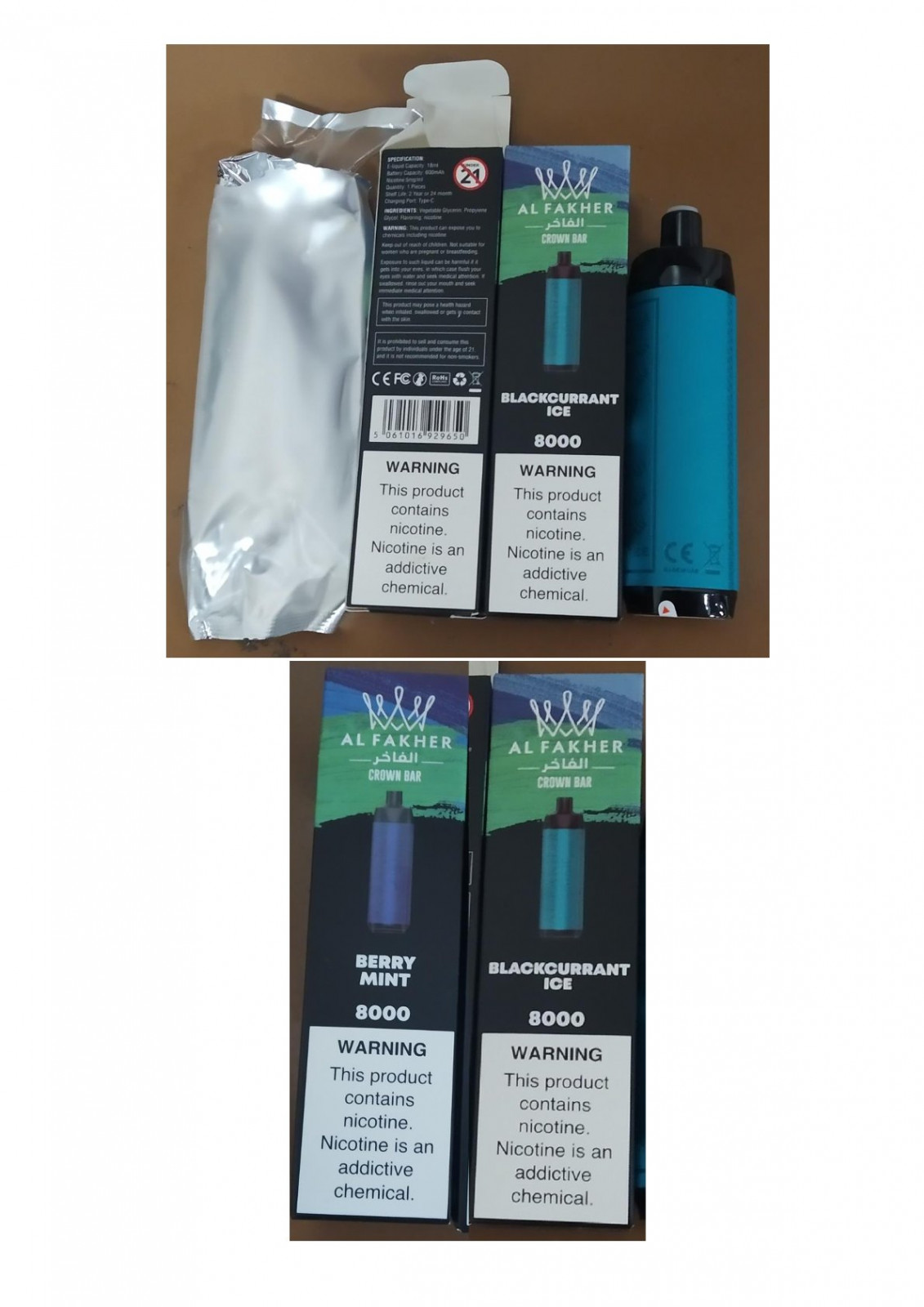 Jednorázová elektronická cigareta zn. AL FAKHER CROWN BAR 8000, BIG CLOUD, Nicotine 5mg/ml, 18 ml: Fotografie