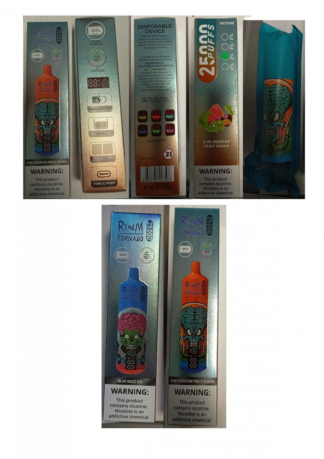 Jednorázová elektronická cigareta zn. RENdM TORNADO 25000, NICOTINE 2%, 25 ml : Fotografie