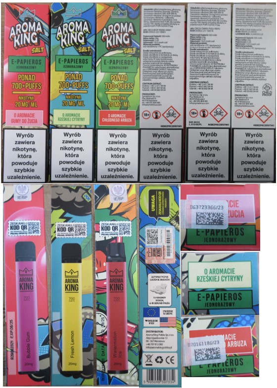 Jednorázové elektronické cigarety zn. AROMA KING SALT, PONAD 700+PUFFS, NIKOTYNA 20 mg/ml: Fotografie