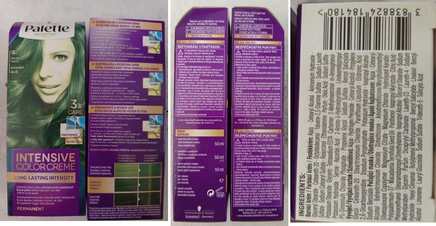Barva na vlasy Schwarzkopf, Palette, INTENSIVE COLOR CREME, G3, PRALINKA, TRÜFFEL, 4-5: Fotografie