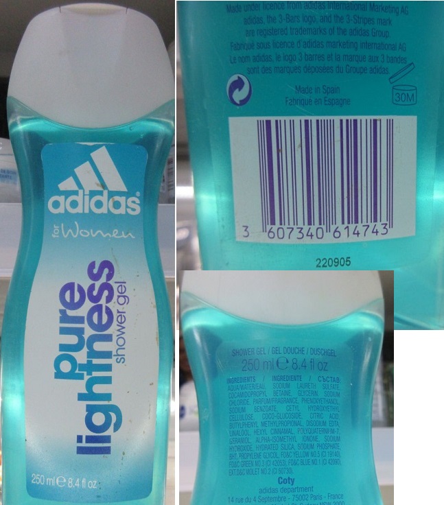 Sprchový gel Adidas, for Women, pure lightness, shower gel: Fotografie