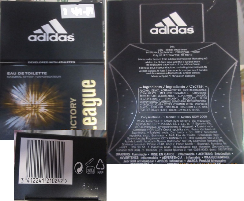 Toaletní voda adidas, VICTORY League, EAU DE TOILETTE: Fotografie