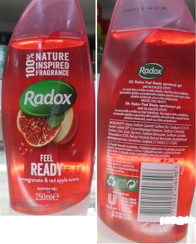 Sprchový gel Radox, FEEL READY, SHOWER GEL: Fotografie