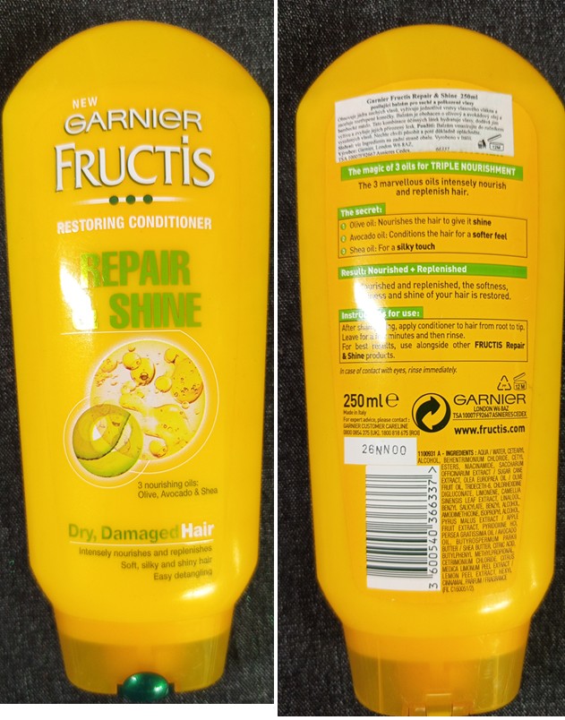 Kondicionér na vlasy GARNIER FRUCTIS, RESTORING CONDITIONER, REPAIR & SHINE: Fotografie