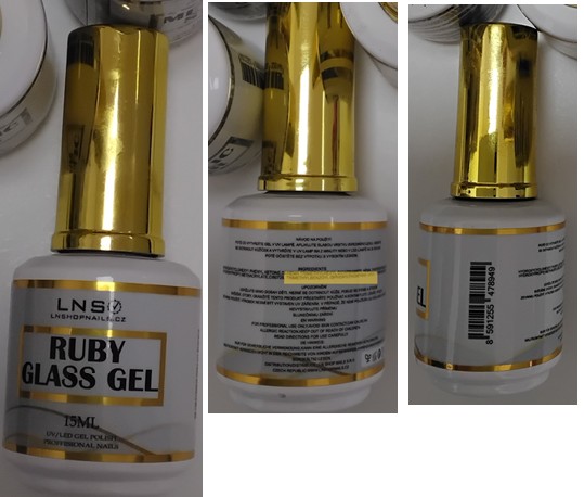 Lak na nehty LNS, LNSHOPNAILS.CZ, RUBY GLASS GEL, 15ML, UV/LED GEL POLISH PROFFESIONAL NAILS 01, 12, 05: Fotografie