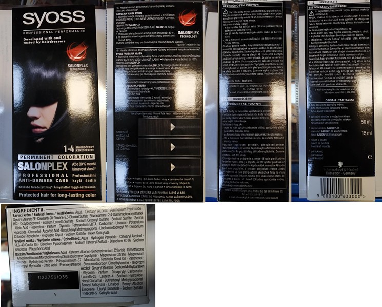Barva na vlasy SyOSS, PROFESSIONAL PERFORMANCE, PERMANENT COLORATION, SALONPLEX, 1-4 MODROČERNÝ: Fotografie