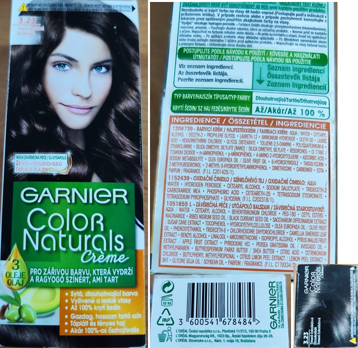 Barva na vlasy GARNIER Color Naturals Créme, 3.23 Tmavě čokoládová: Fotografie