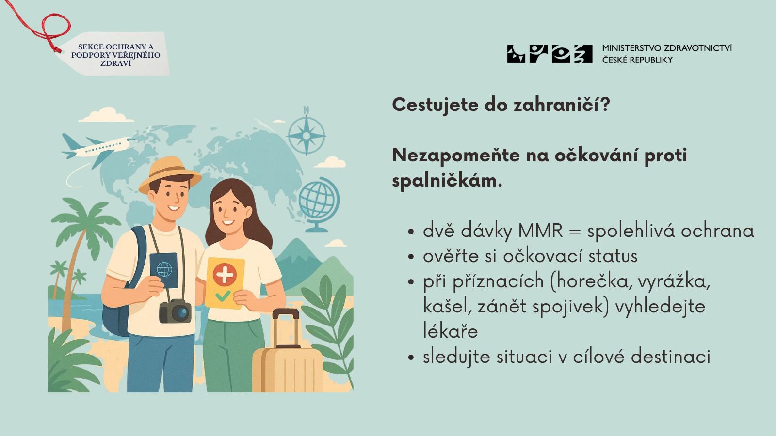 leták doporučení pro cestovatele prevence spalniček