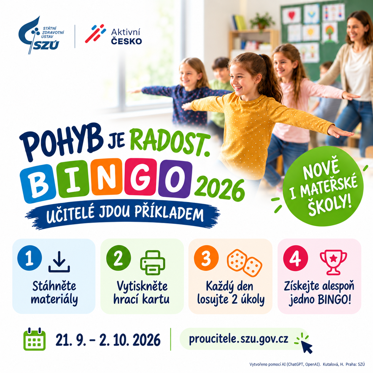 leták pohybová výzva Bingo! pro školy